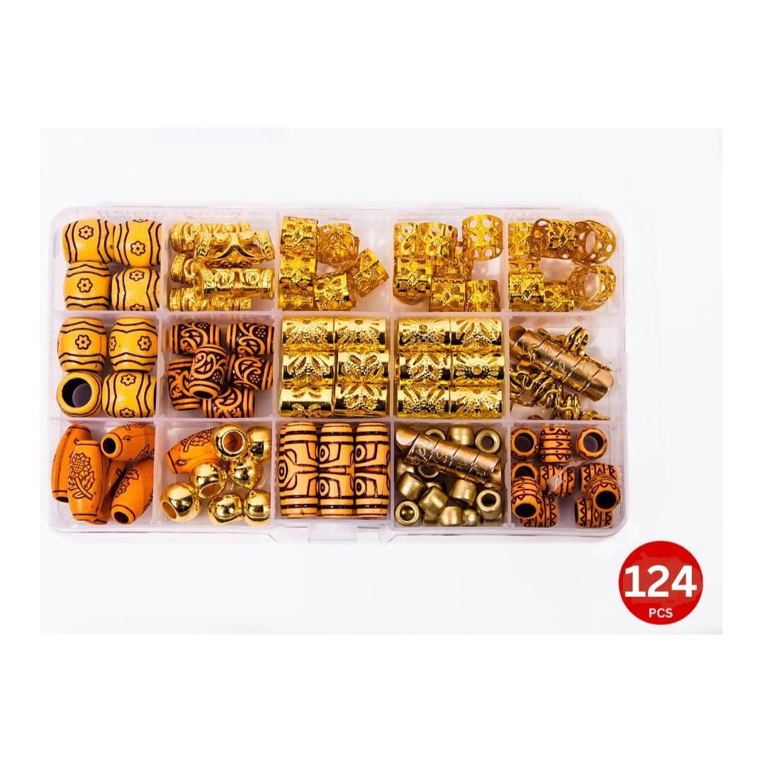 Dreamfix 124Pcs Hair Rings &amp; Beads 12 Style - gtworld.de