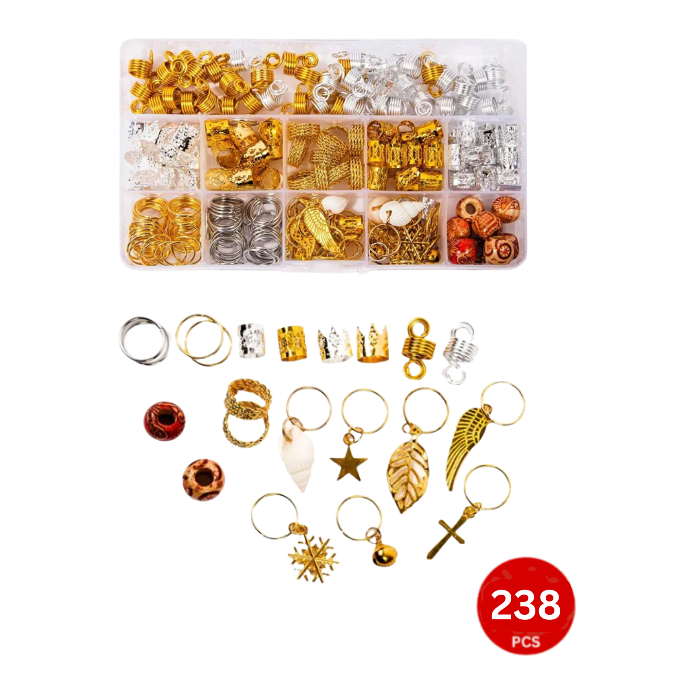 Dreamfix 238pcs Braiding Hair Rings 20 Styles - gtworld.de