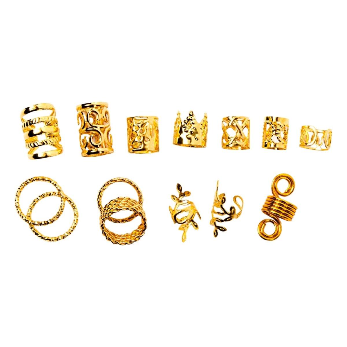 Dreamfix 290Pcs Hair Rings &amp; Bead Jewelry 11 Style Gold - gtworld.de