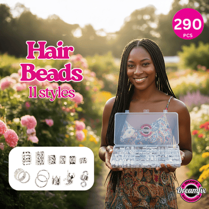 Dreamfix 290Pcs Hair Rings &amp; Bead Jewelry 11 Style Silver - gtworld.de