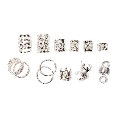 Dreamfix 290Pcs Hair Rings &amp; Bead Jewelry 11 Style Silver - gtworld.de