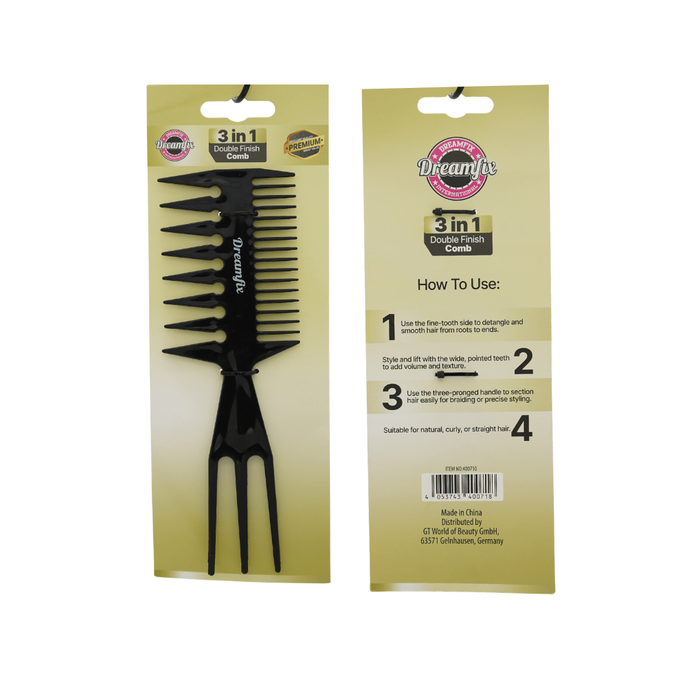 Dreamfix 3 in 1 Double Finish Comb - Black - gtworld.de