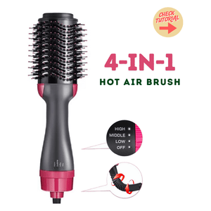 Dreamfix 4-in-1 Hot Air Brush - Electric Hair Dryer & Styler (Black&Pink)