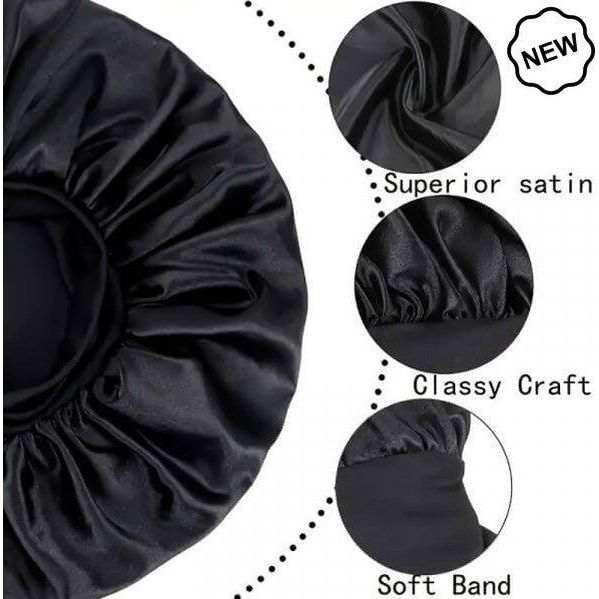 Dreamfix Black Satin Bonnet For Sleeping &amp; Showering - Gtworld.de