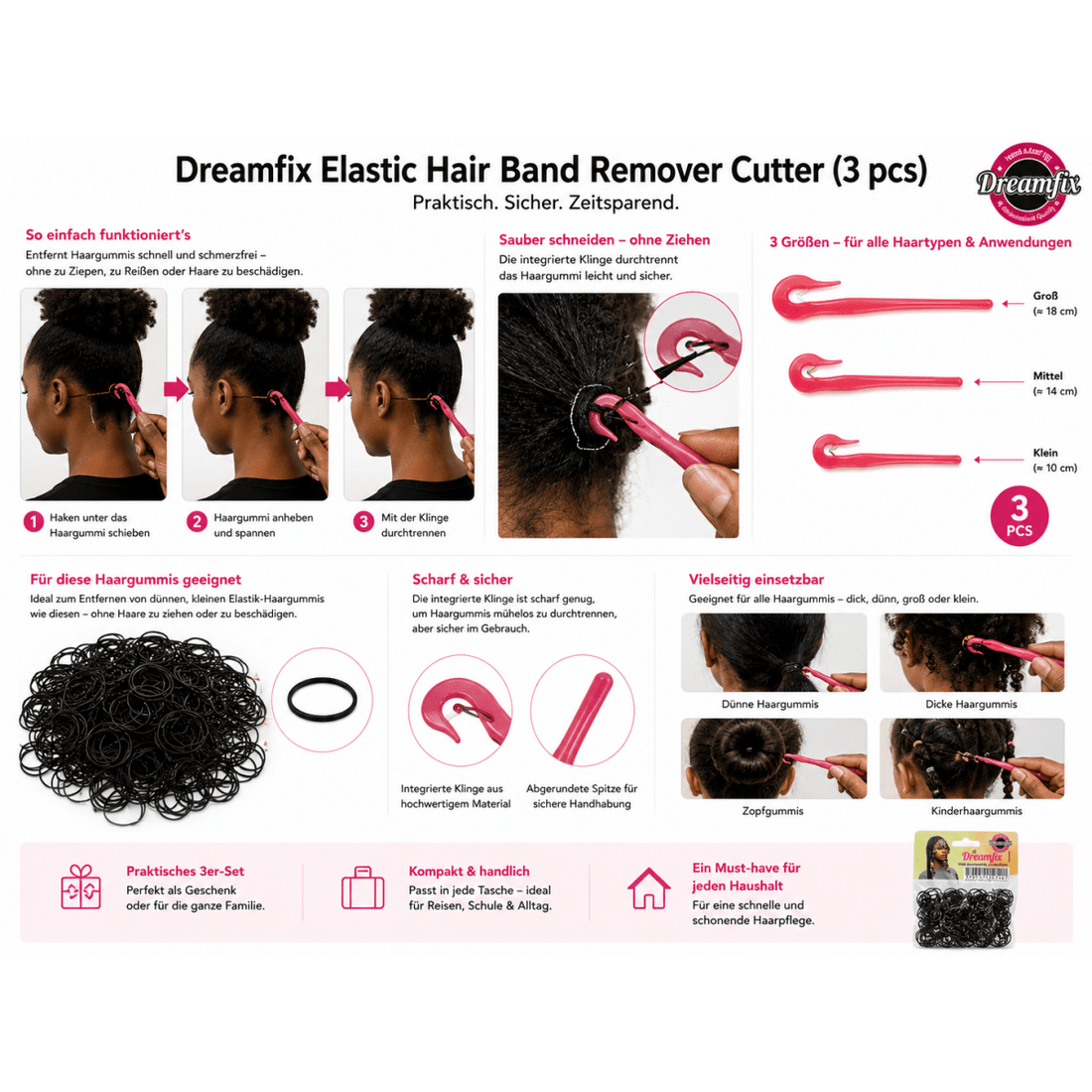 Dreamfix Elastic Hair band Remover Cutter (3 pcs) - gtworld.de