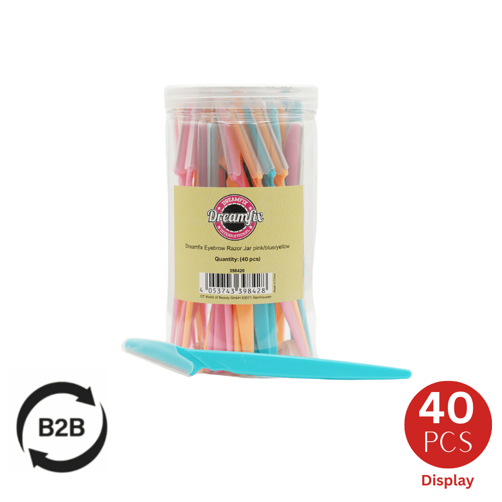 Dreamfix Eyebrow Razor Jar Pink/Blue/Yellow (40 pcs) - gtworld.de