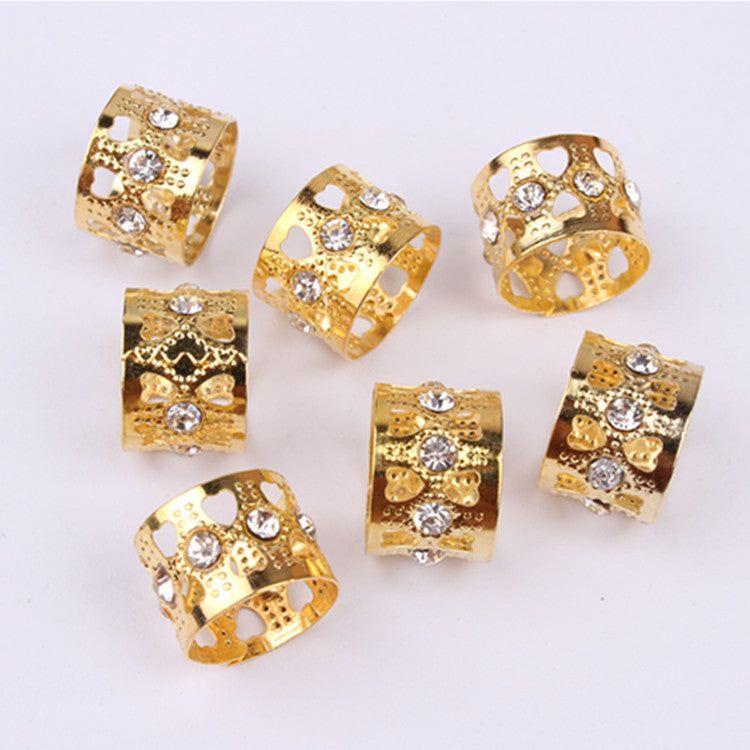 Dreamfix Gold Rhinestone Metal Hair Cuff Clip Beads 24pcs - Gtworld.de