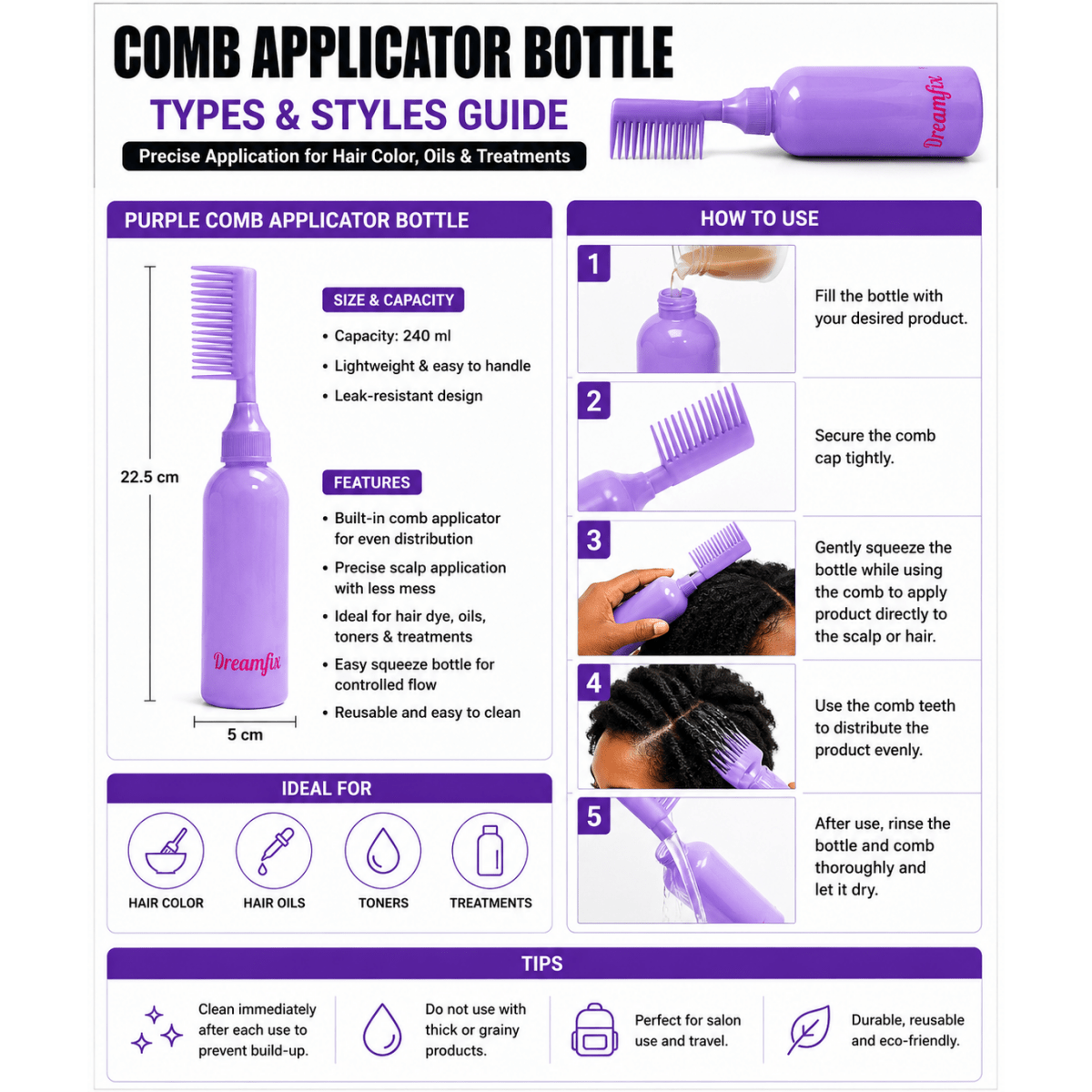 Dreamfix Hair Dye Bottle with Comb Tooth (assorted) - gtworld.de