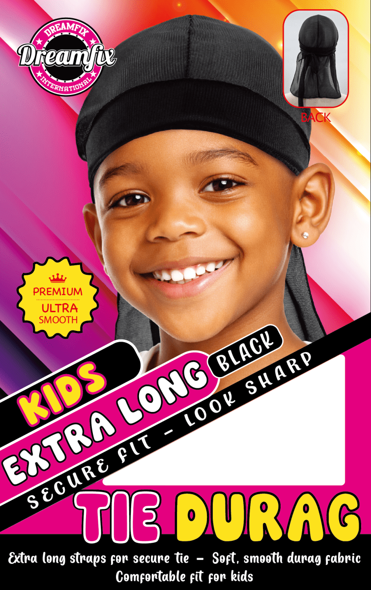 Dreamfix Kids Extra Long Tie Durag Black - gtworld.de