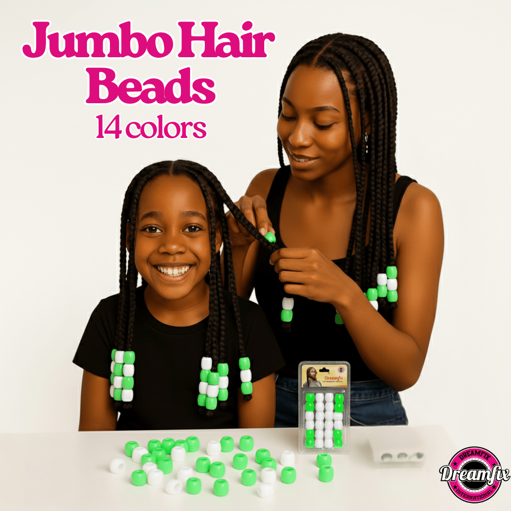 Dreamfix Large Hole Plastic Hair Beads Kids 24pcs - gtworld.de