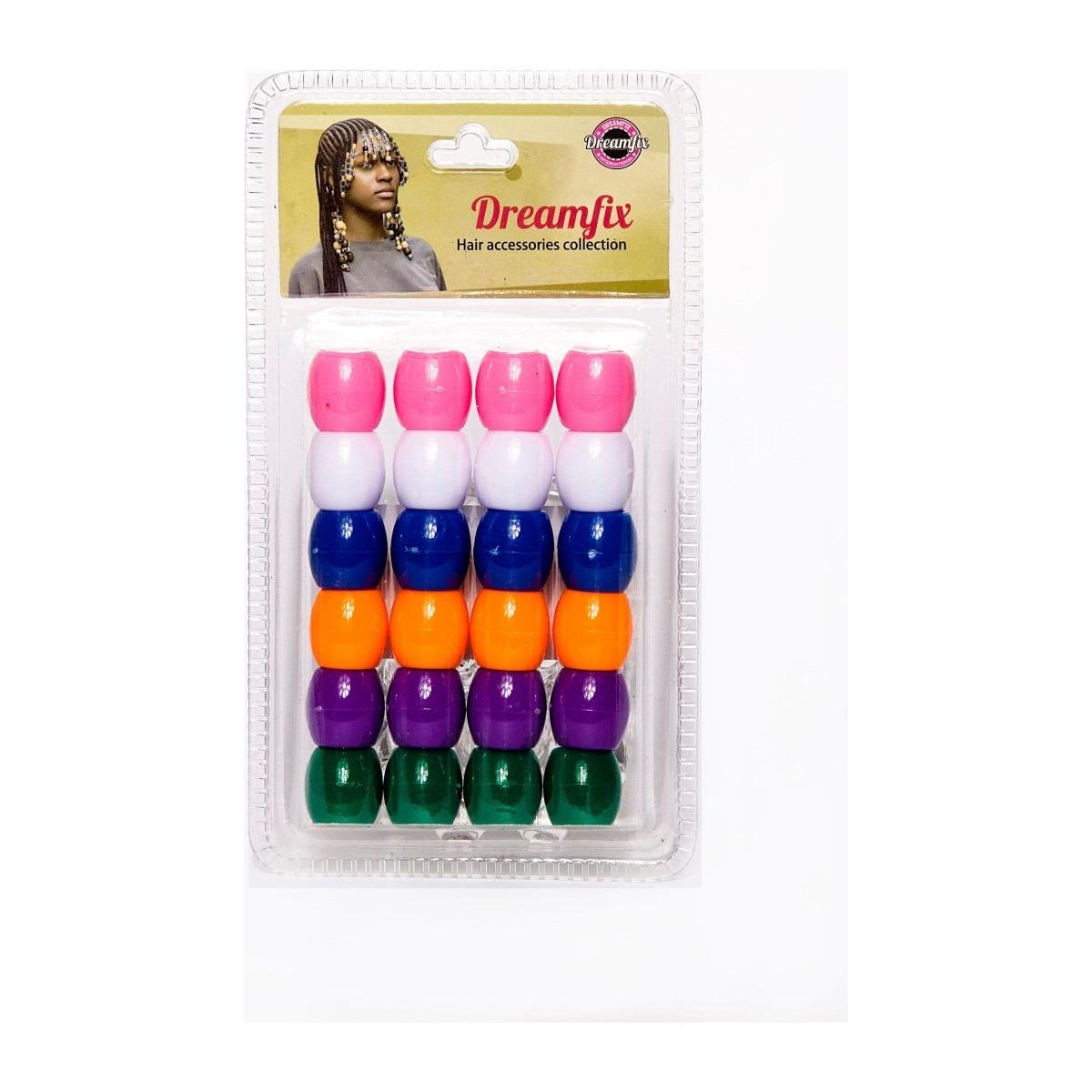 Dreamfix Large Hole Plastic Hair Beads Kids 24pcs - gtworld.de