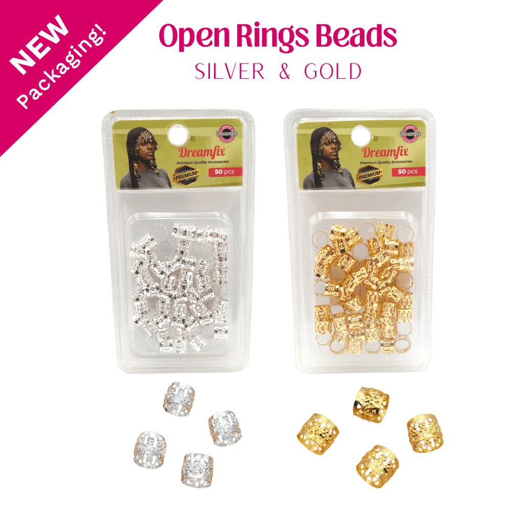 Dreamfix Open Rings Hair Beads Gold /Silver 50Pcs - gtworld.de