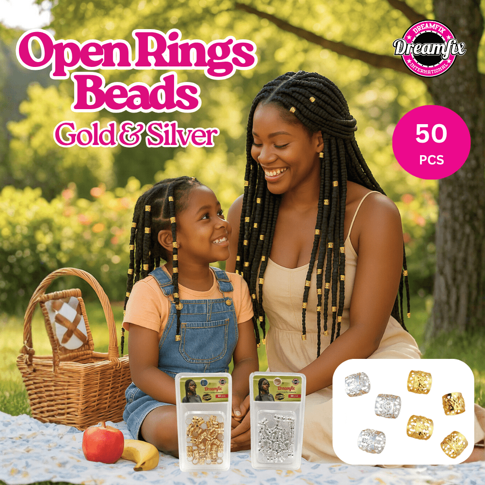 Dreamfix Open Rings Hair Beads Gold &amp;Silver 50Pcs - gtworld.de