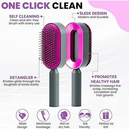 Dreamfix Self Cleaning Hair Detangling and Scalp Massager Brushes White/Purple - Gtworld.de