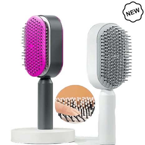 Dreamfix Self Cleaning Hair Detangling and Scalp Massager Brushes White/Purple - Gtworld.de