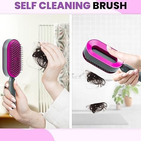 Dreamfix Self Cleaning Hair Detangling and Scalp Massager Brushes White/Purple - Gtworld.de