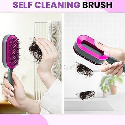 Dreamfix Self Cleaning Hair Detangling and Scalp Massager Brushes White/Purple - Gtworld.de