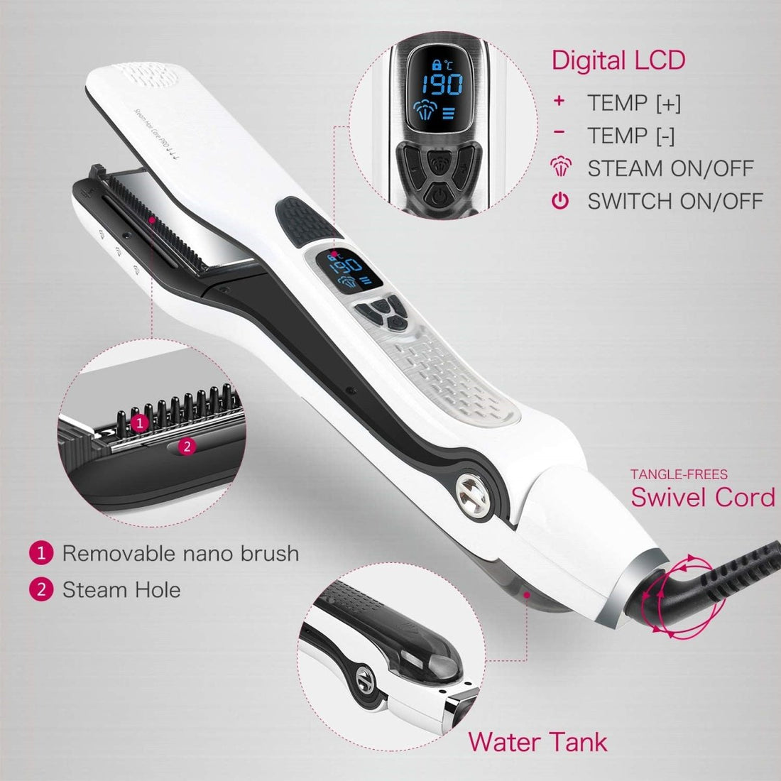 Dreamfix Steam - Infused Nano Brush Straightener (White) - gtworld.de