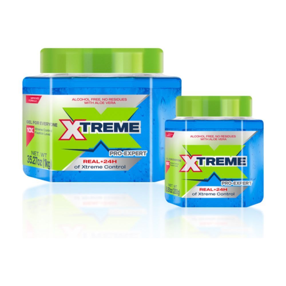 Xtreme Pro-Expert Blue Styling Hair Gel Xtreme Control W Aloe Vera 8.82oz / 35.27oz