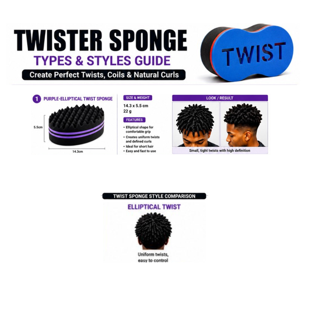 Dreamfix Two-Sided Dreadlocks Foam Twist Sponge (Oval) Purple