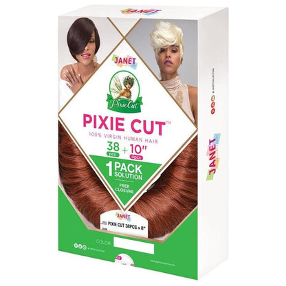 Janet Collection Pixie Cut 38pcs + 10&quot;(4 pcs) 100% Virgin Echthaar - Gtworld.de