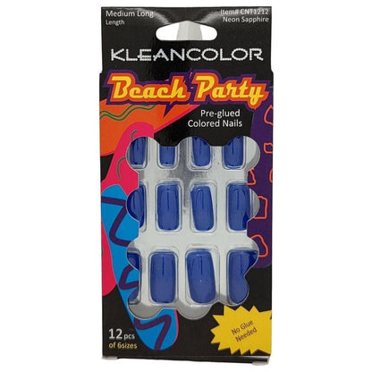 Kleancolor Beach Party Pre - glued Colored Nails 12 Pcs of 6 Sizes - Gtworld.de