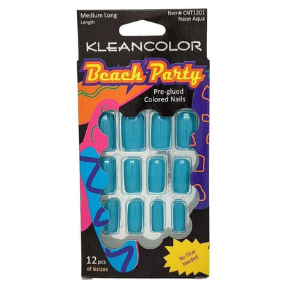 Kleancolor Beach Party Pre - glued Colored Nails 12 Pcs of 6 Sizes - Gtworld.de