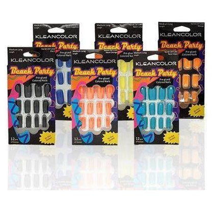 Kleancolor Beach Party Pre - glued Colored Nails 12 Pcs of 6 Sizes - Gtworld.de