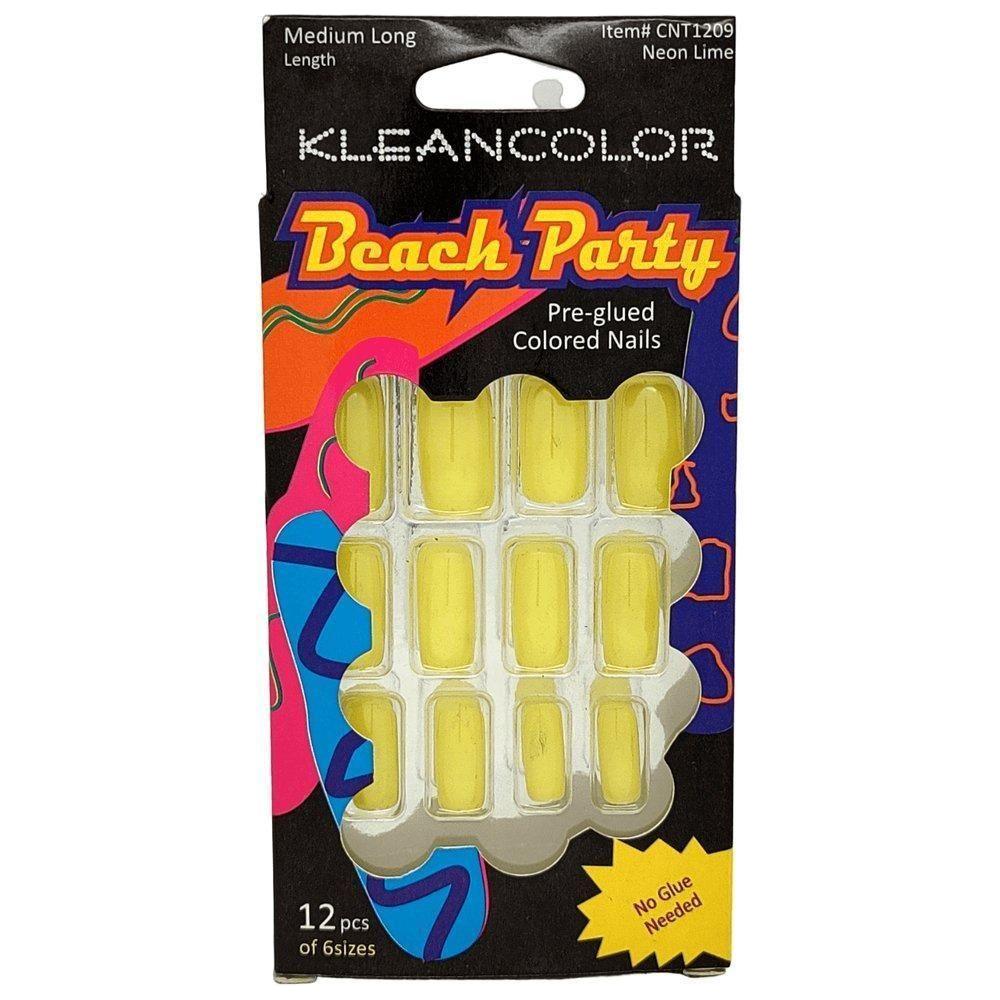 Kleancolor Beach Party Pre - glued Colored Nails 12 Pcs of 6 Sizes - Gtworld.de