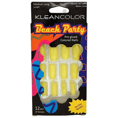 Kleancolor Beach Party Pre - glued Colored Nails 12 Pcs of 6 Sizes - Gtworld.de
