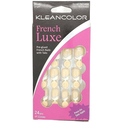 Kleancolor French Luxe Pre - glued French Nails With Tabs 24 Pcs Of 12 Sizes - Gtworld.de