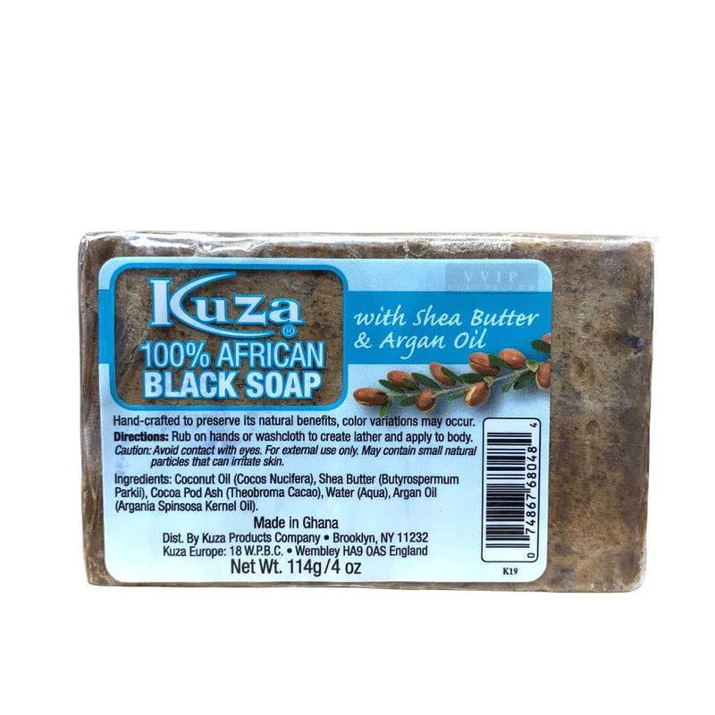 Kuza 100% African Black Soap With Shea Butter &amp; Argan Oil 4 Oz