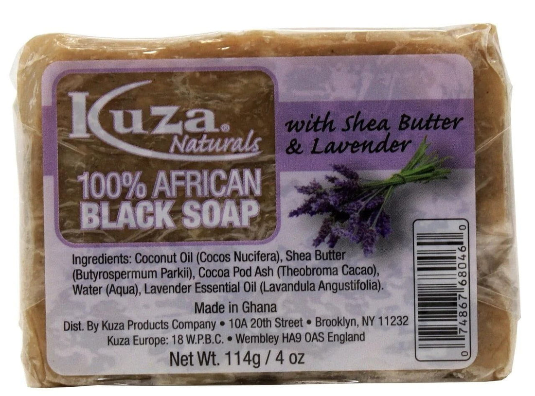 Kuza 100% African Black Soap With Shea Butter &amp; Lavender 4 oz