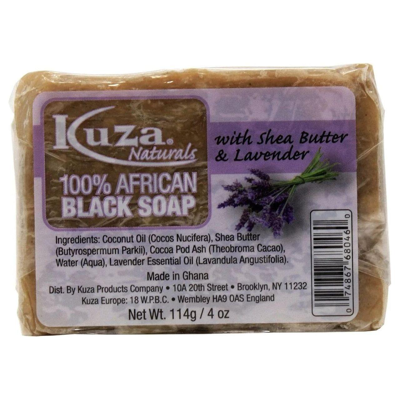 Kuza 100% African Black Soap With Shea Butter &amp; Lavender 4 oz