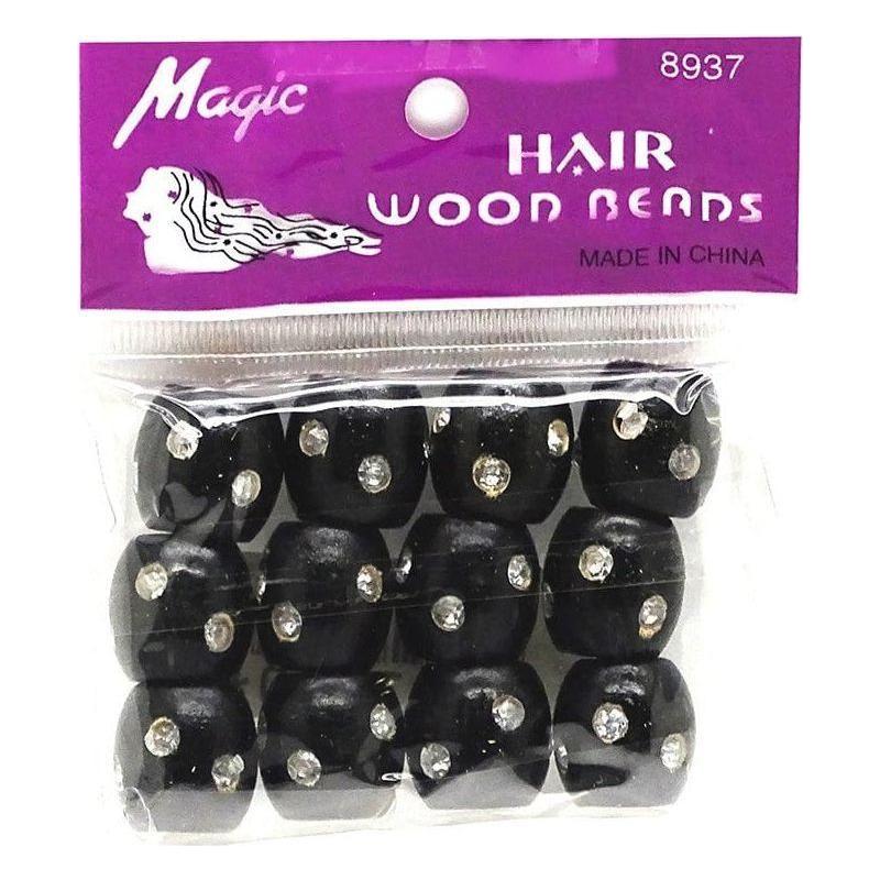 Magic Hair Wood Beads mit Diamond (12 Stck.) 