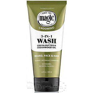 Magic Grooming 3 In 1 Wash Cocoa Butter &amp; Cedarwood Oil for Beard, Face and Hair 177ml