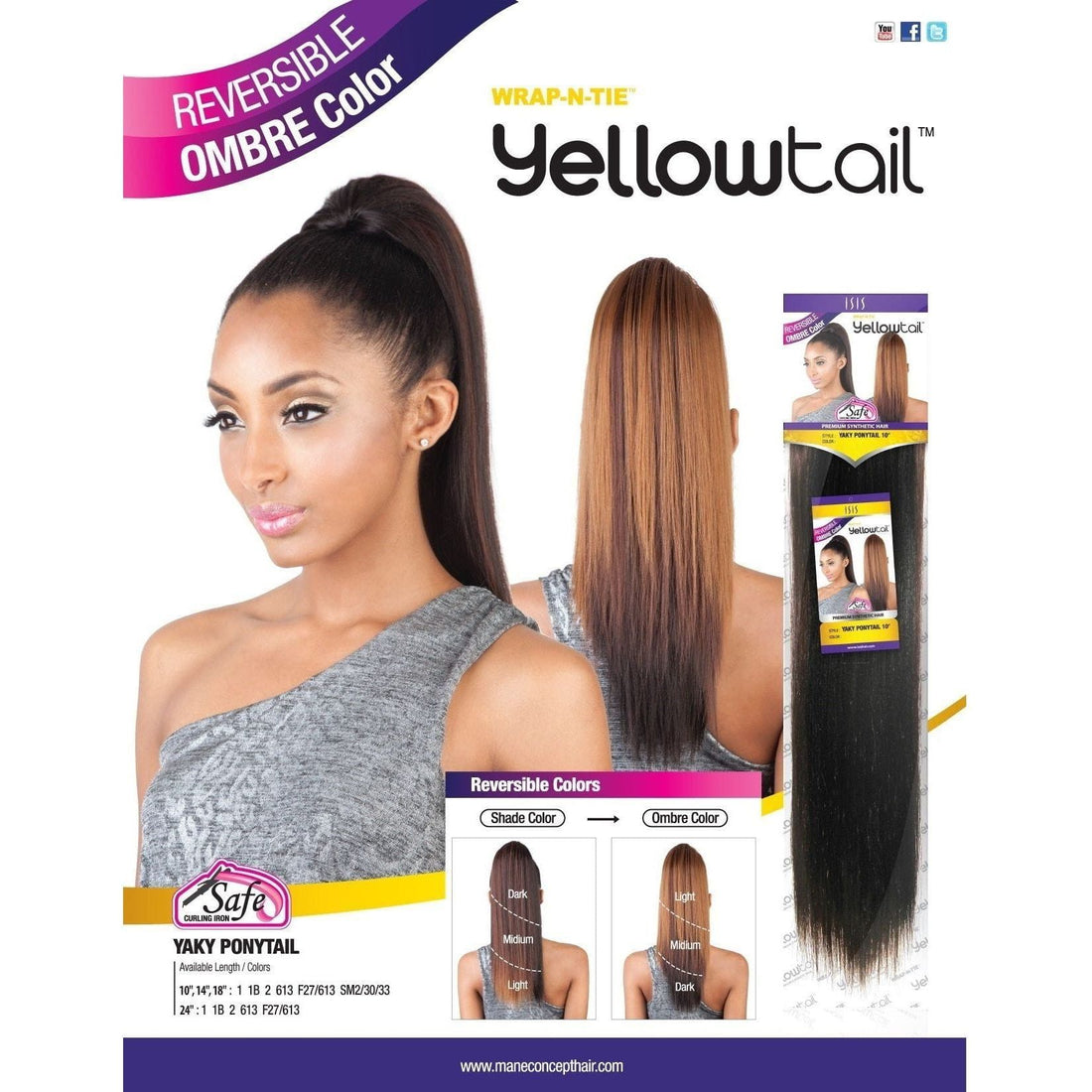 Mane Concept Yaky Synthetic Straight Ponytail 24&quot;