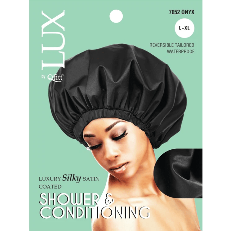 Qfitt Luxury Silky Satin Coated Shower &amp; Conditioning Cap- Onyx - gtworld.de