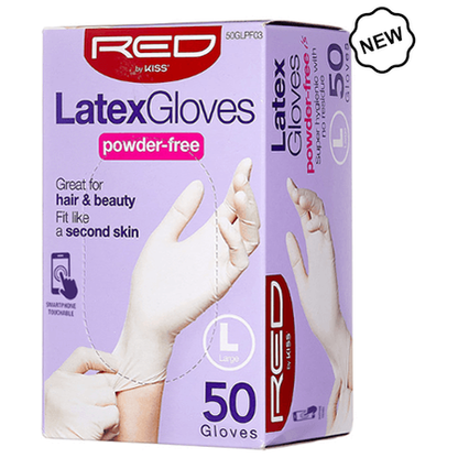 Red By Kiss Latex Gloves Powder-Free 50 Pcs S/M/L/XL