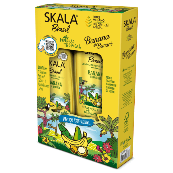 skala brasil kit banana e bacuri shampoo + conditioner 650ml